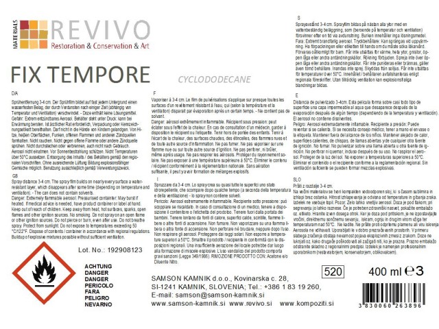 FIX TEMPORE Cyclododecane  - spray  400 ml