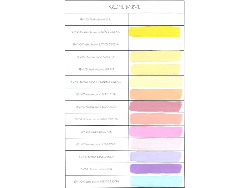 REVIVO Chalk Paint Color Chart 1